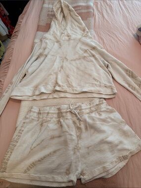 Mono B Cream Tie-Dye Hooded Lounge Set